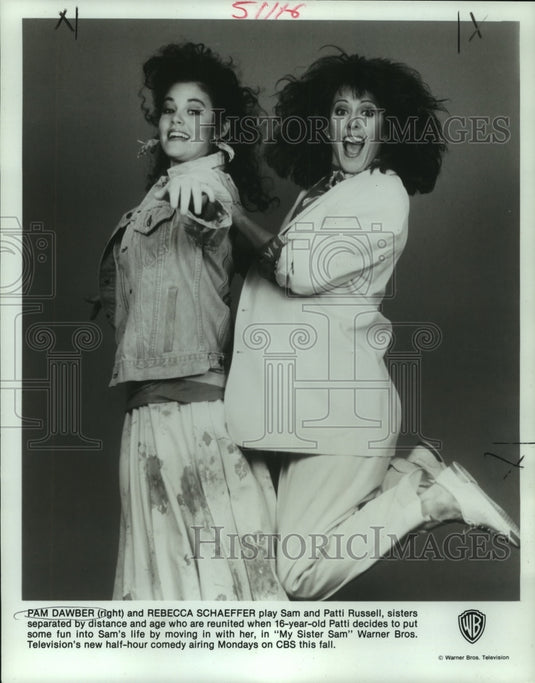 1986 Pam Dawber, Rebecca Schaeffer in "My Sister Sam" on CBS - Historic Images