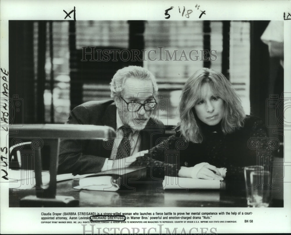 1987 Actors Richard Dreyfuss, Barbara Streisand in "Nuts" - Historic Images