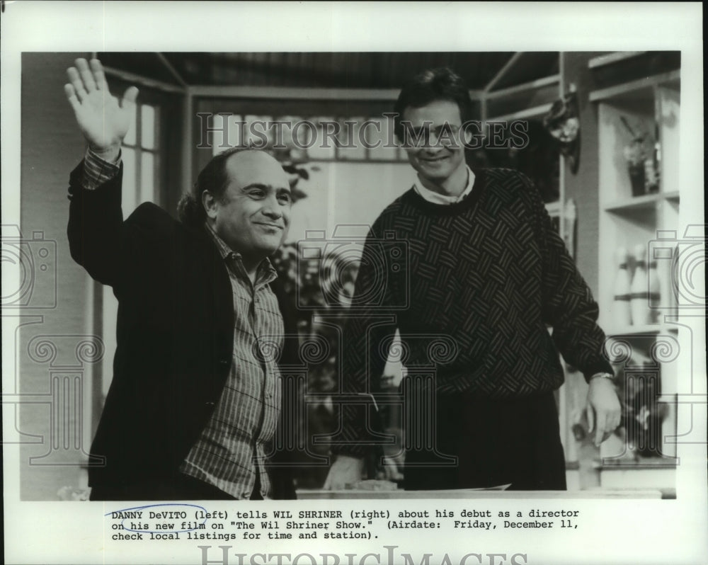 1987 Press Photo Actor Danny DeVito on &quot;The Wil Shriner Show&quot; - nop24453 - Historic Images