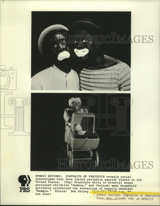 1988 Press Photo Scenes from "Ethnic Notions: Portraits of Prejudice" - Historic Images
