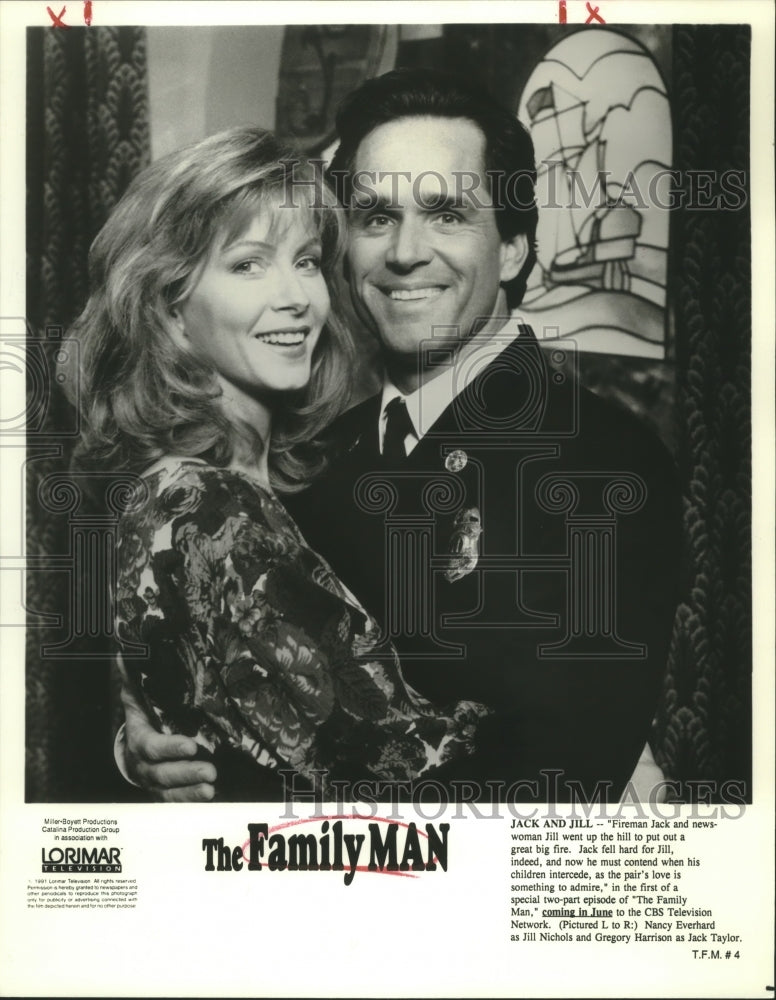 1992 Press Photo Nancy Everhard &amp; Gregory Harrison, &quot;The Family Man&quot; - Historic Images