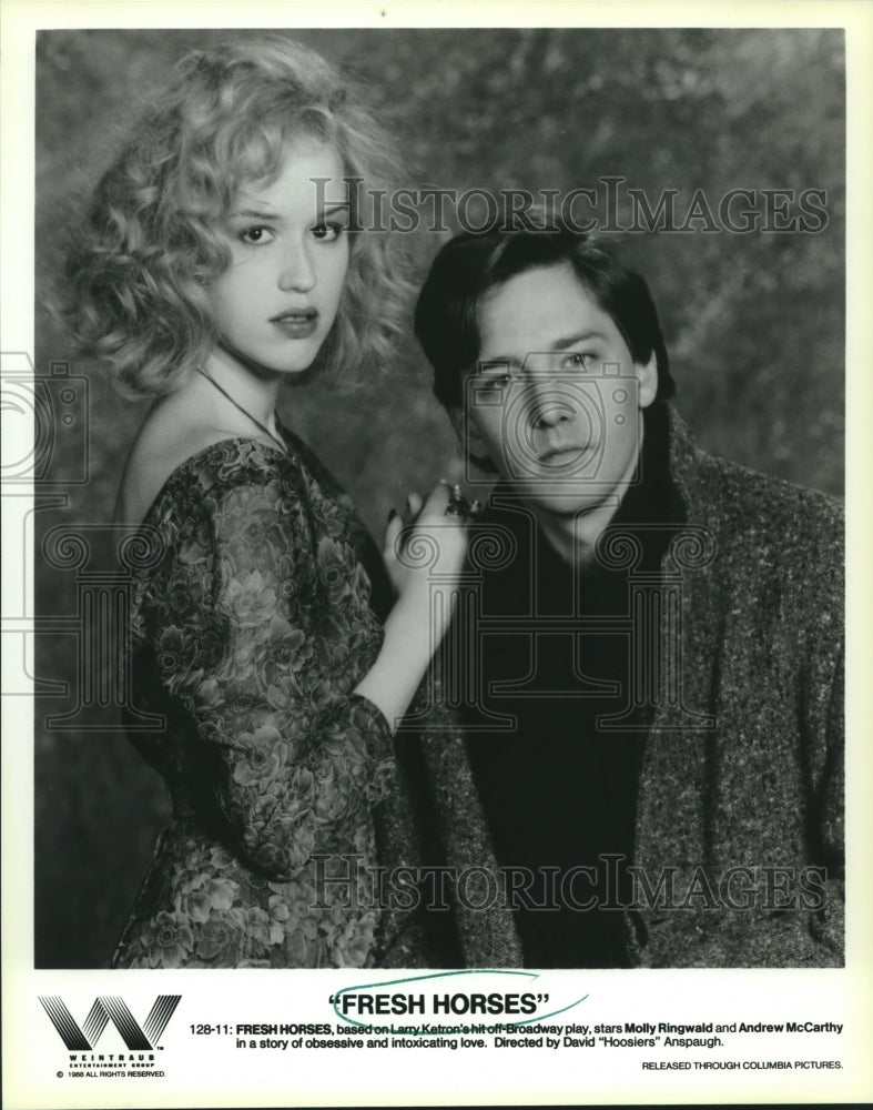 1986 Press Photo Molly Ringwald &amp; Andrew McCarthy, &quot;Fresh Horses&quot; - nop25171-Historic Images