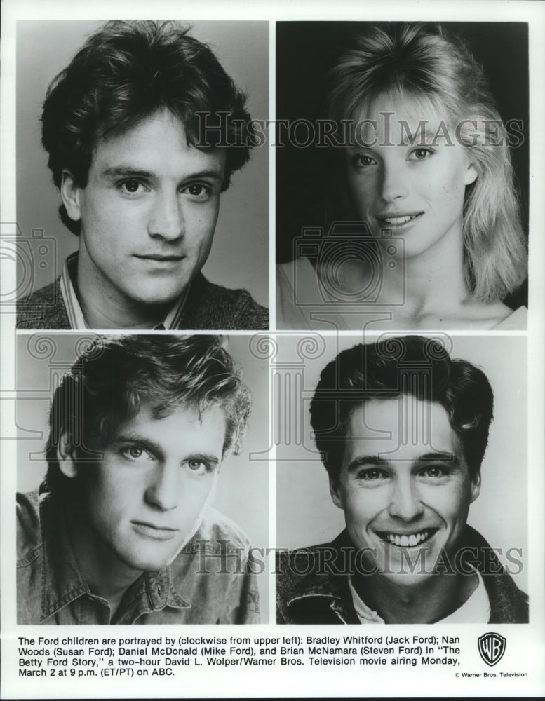 1987 Press Photo Bradley Whitford and co-stars, &quot;The Betty Ford Story&quot; - Historic Images