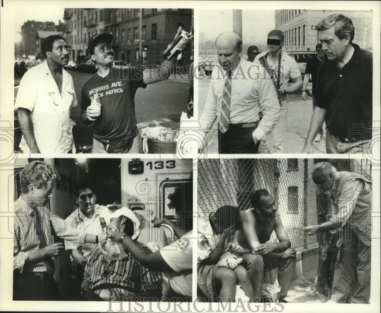 1989 Press Photo Dan Rather and scenes from "48 Hours: Return to Crack Street"- Historic Images