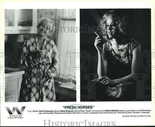 1988 Press Photo Patti D'Arbanville and Molly Ringwald, "Fresh Horses"- Historic Images