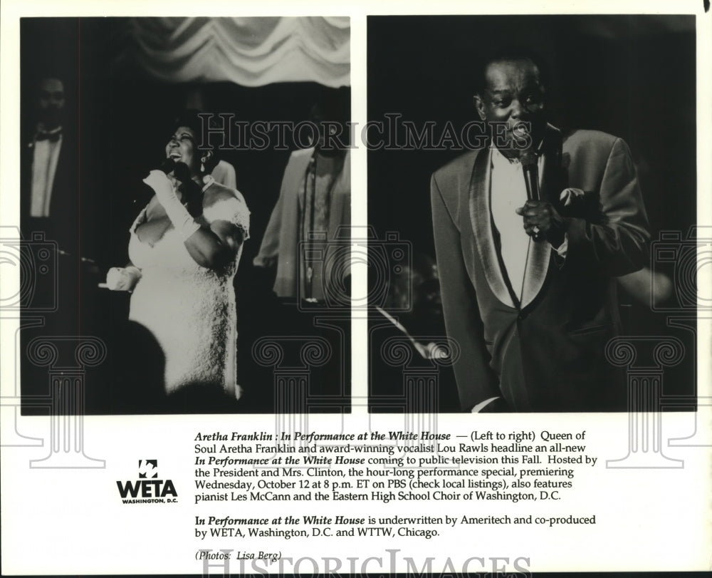 1994 Aretha Franklin and Lou Rawls in Performance at the White House - Historic Images