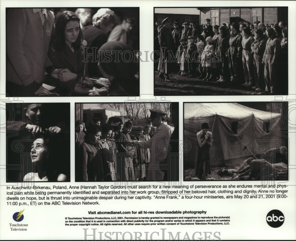 2001 Press Photo Hannah Taylor Gordon in Auschwitz-Birkenau, &quot;Anne Frank&quot;- Historic Images