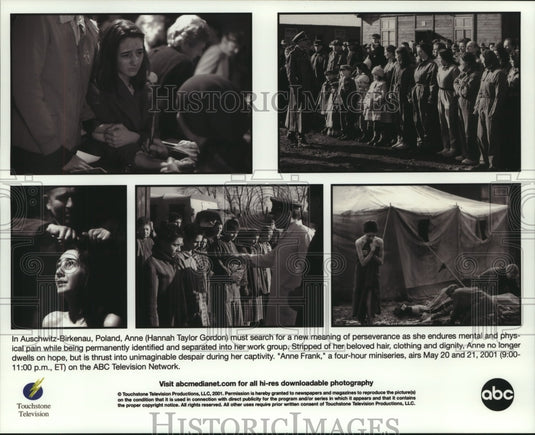 2001 Press Photo Hannah Taylor Gordon in Auschwitz-Birkenau, "Anne Frank"- Historic Images