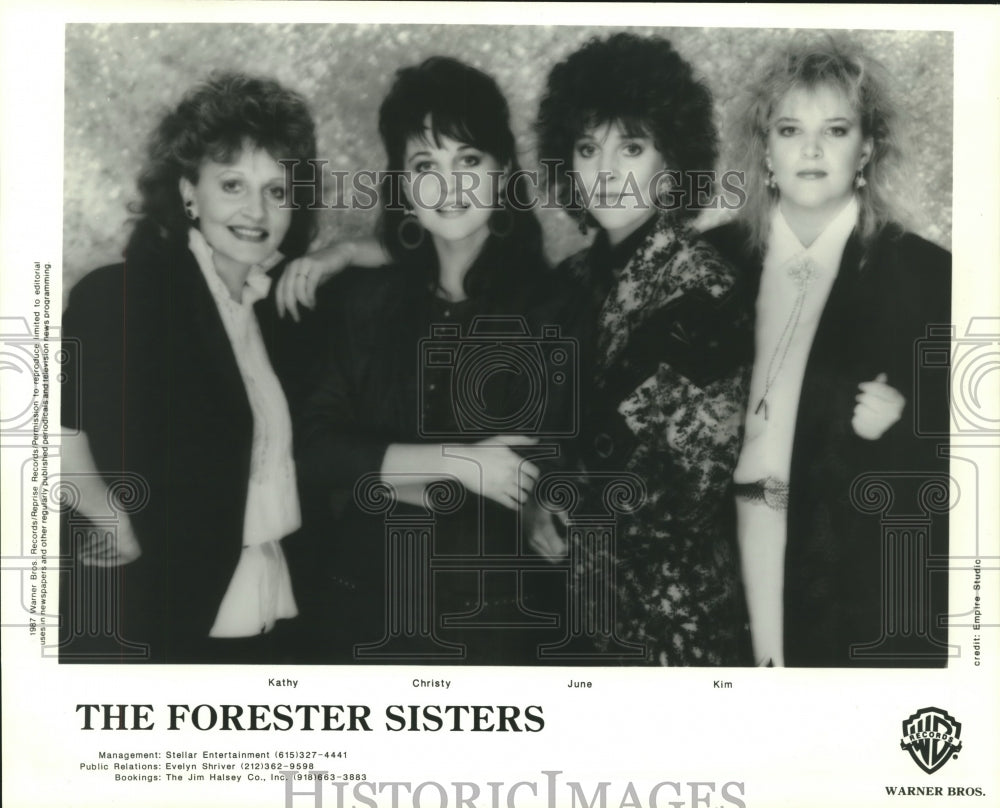 1987 Press Photo Kathy, Christy, June, Kim, The Forester Sisters - nop25915 - Historic Images