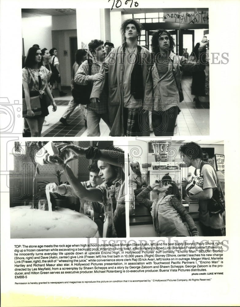 1992 Press Photo Brendan Fraser, &quot;Encino Man&quot; - nop25934- Historic Images