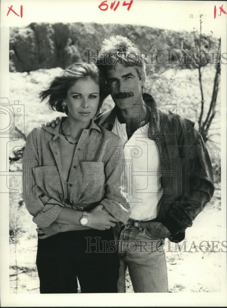 1986 Actors Sam Elliott, Rebecca Gilling in &quot;The Blue Lightning&quot; - Historic Images