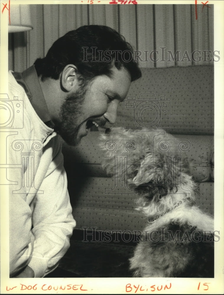 1985 Press Photo Dog Counselor Job Michael Evans With His Pupil, Winston-Historic Images