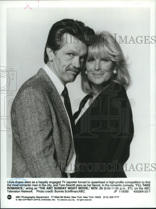 1990 Press Photo Linda Evans and Tom Skerritt, "I'll Take Romance" - nop26416 - Historic Images