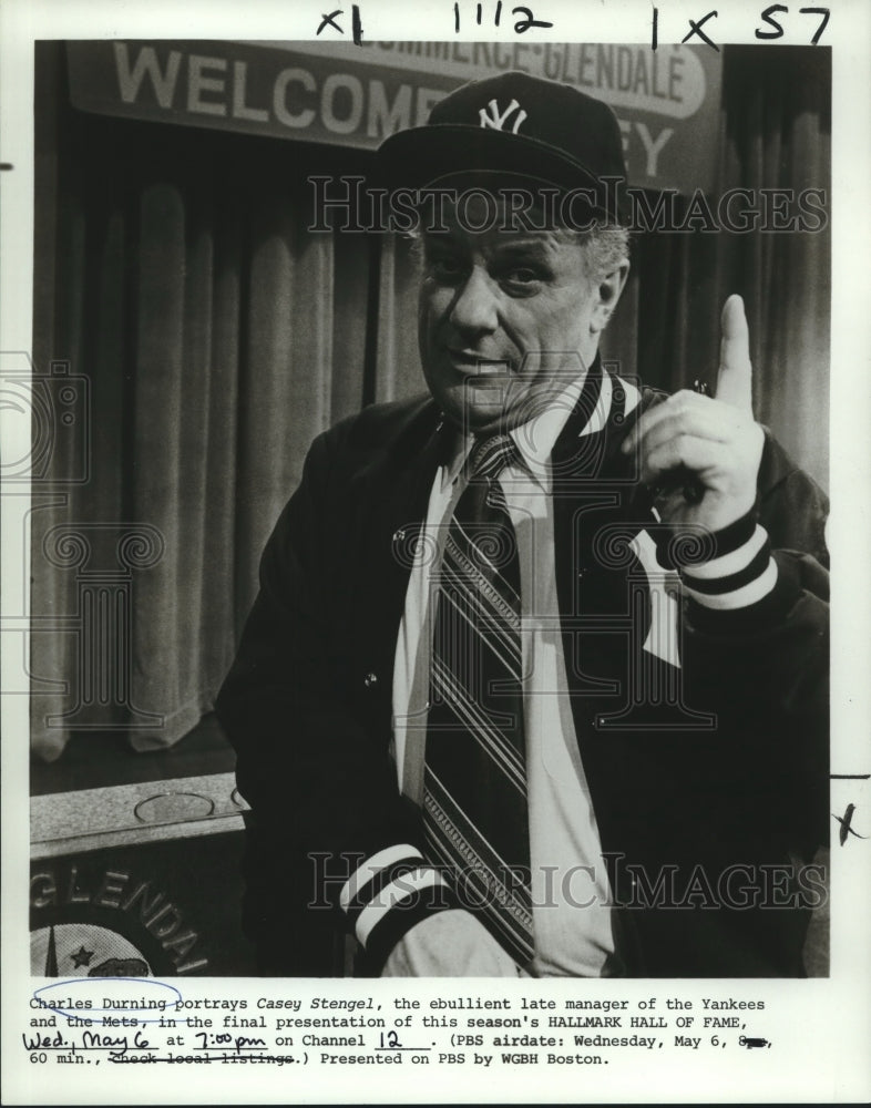 1981 Press Photo Charles Durning portrays &quot;Casey Stengel&quot; - nop26655-Historic Images