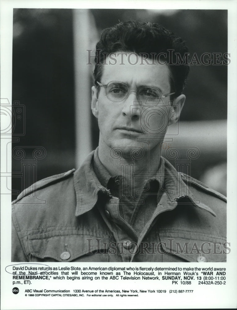 1988 David Dukes, actor in the TV miniseries, &quot;War and Remembrance&quot; - Historic Images