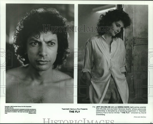 1986 Press Photo Jeff Goldblum & Geena Davis, "The Fly" - nop27109 - Historic Images