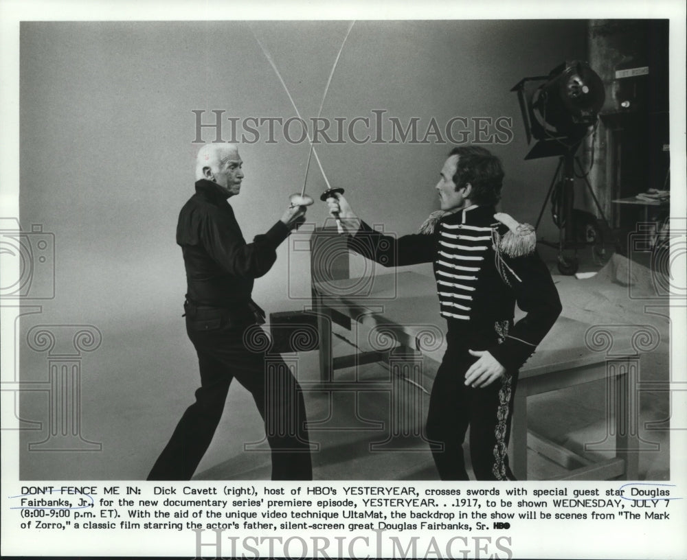 1982 Dick Cavett &amp; Douglas Fairbanks, Jr. in &quot;Yesteryear... 1917&quot; - Historic Images