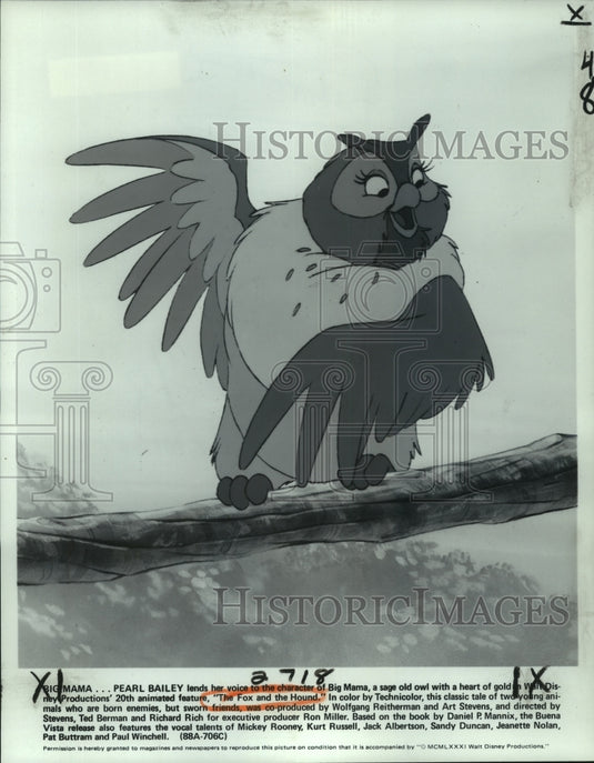 1981 Press Photo Pearl Bailey lends her voice in "The Fox and the Hound" - Historic Images