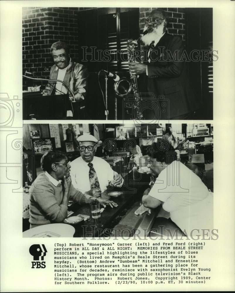 1990 Press Photo Robert &quot;Honeymoon&quot; Garner &amp; et al perform in All Day &amp; Night - Historic Images