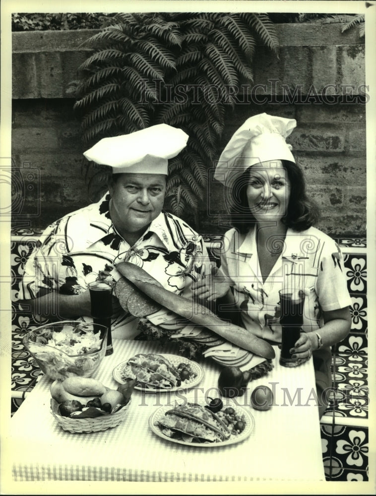 1980 Press Photo Renowned chef&#39;s Don FitzGerald and Jackie Olden on CBS - Historic Images