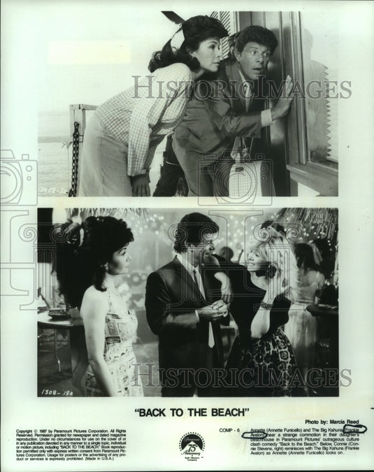 1987 Press Photo Annette Funicello, Frankie Avalon in "Back To The Beach" - Historic Images