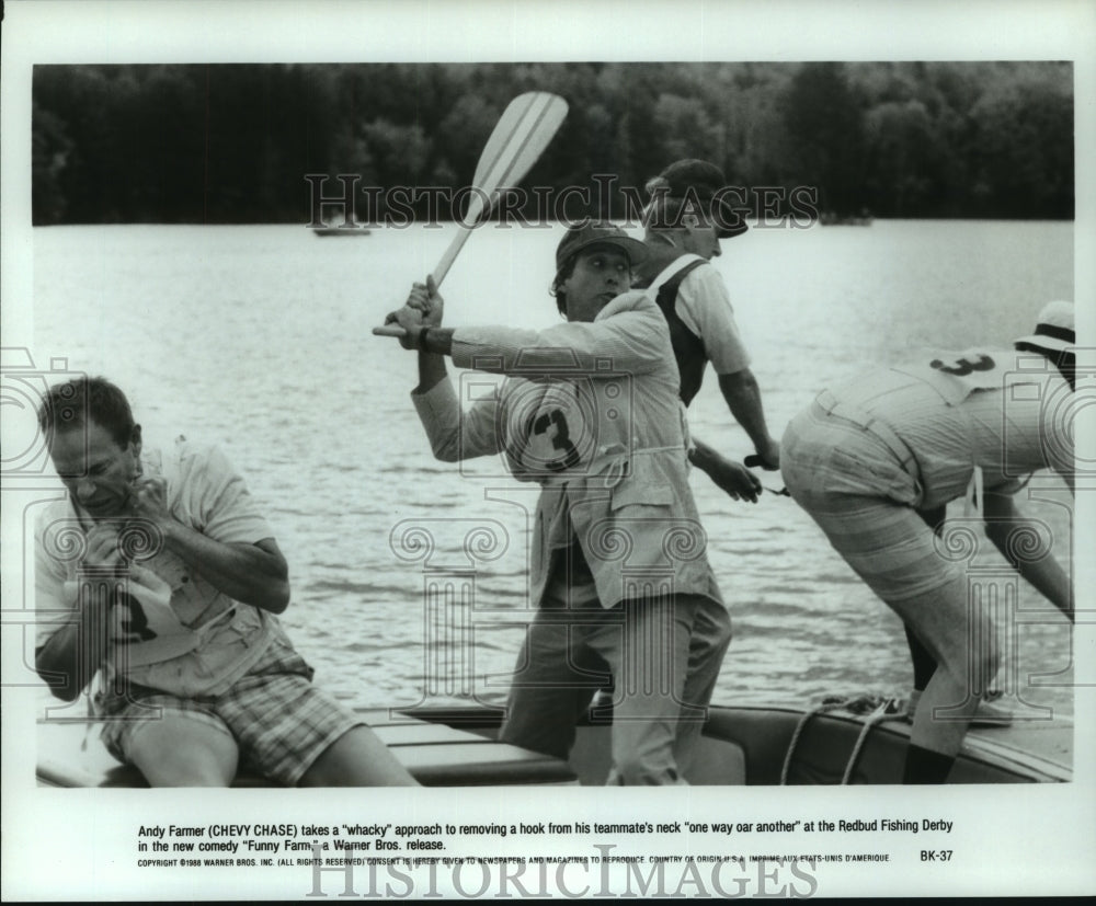 1988 Chevy Chase and Others at Fishing Derby in Funny Farm Movie - Historic Images