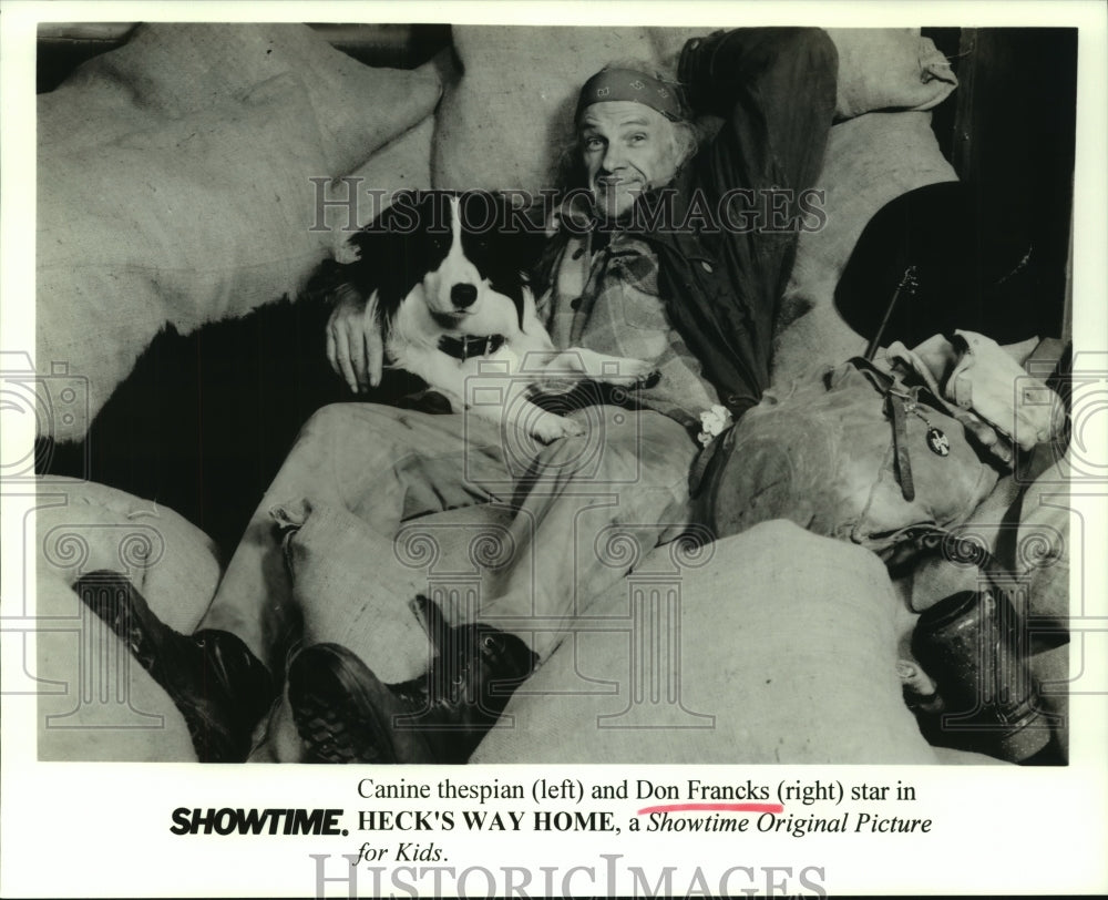 1996 Press Photo Actor Don Francks with Dog in Heck&#39;s Way Home - nop28379 - Historic Images