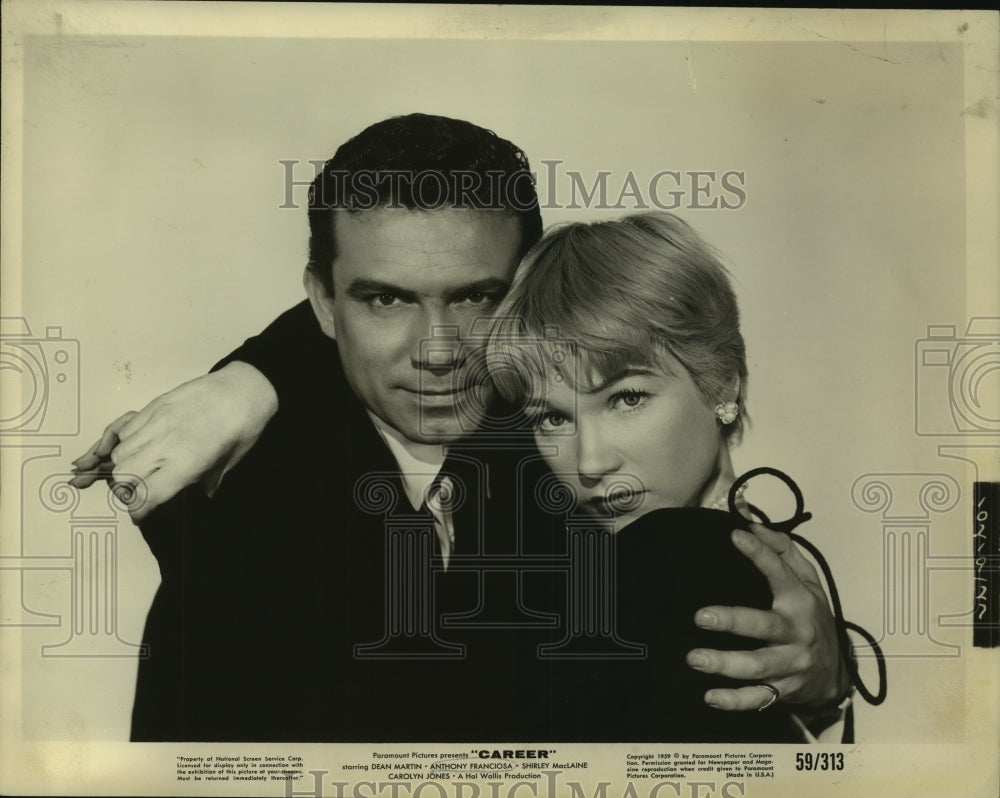 1959 Anthony Franciosa and Shirley MacLaine in "Career." - Historic Images