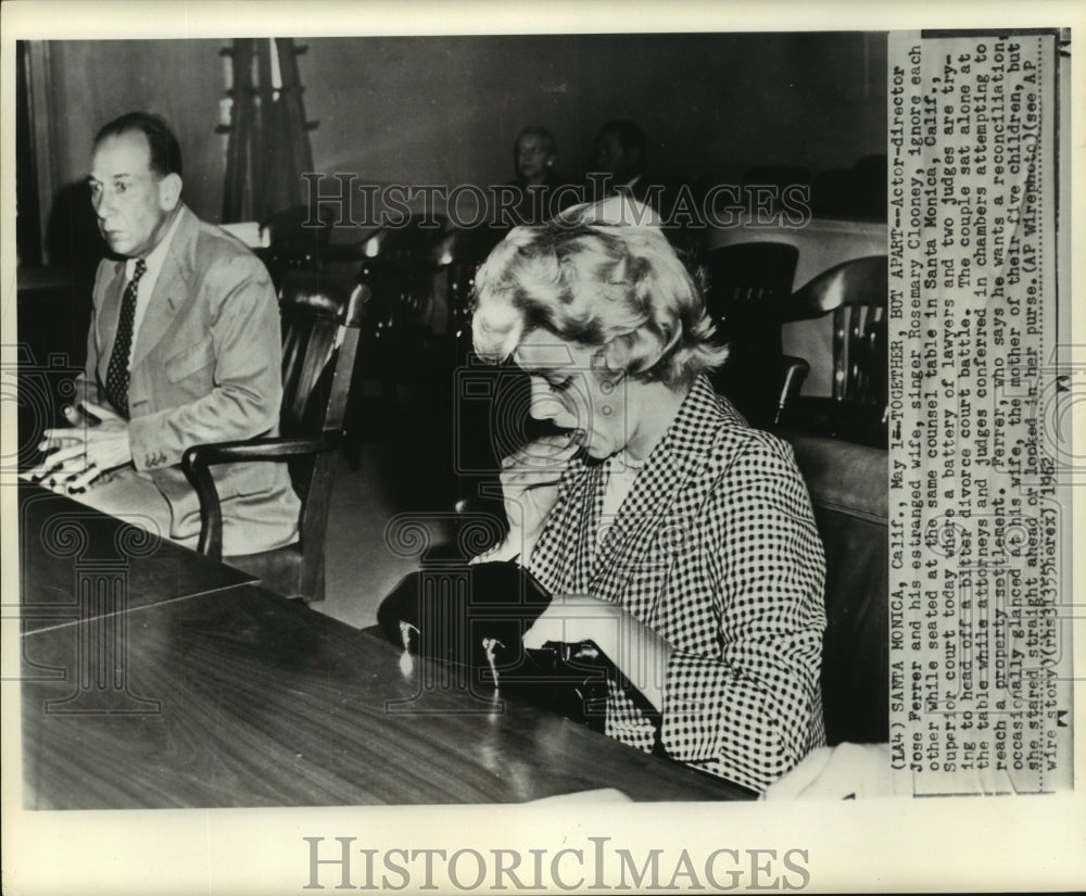 1962 Press Photo Actor-director Jose Ferrer and estranged wife, Rosemary Clooney- Historic Images