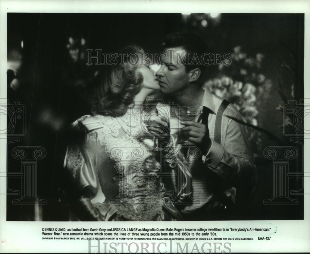 1988 Actors Dennis Quaid, Jessica Lange in "Everbody's AllAmerican"-Historic Images