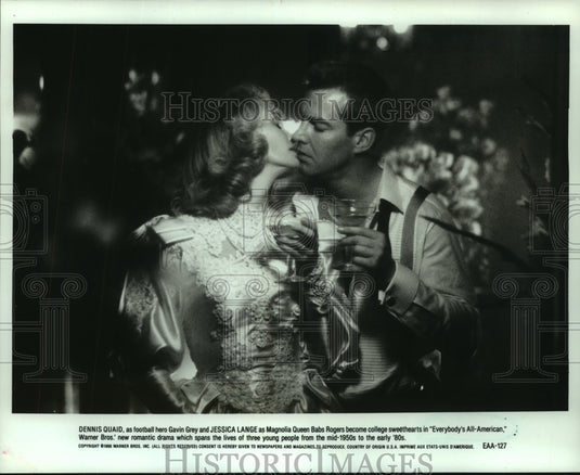 1988 Actors Dennis Quaid, Jessica Lange in "Everbody's AllAmerican"-Historic Images