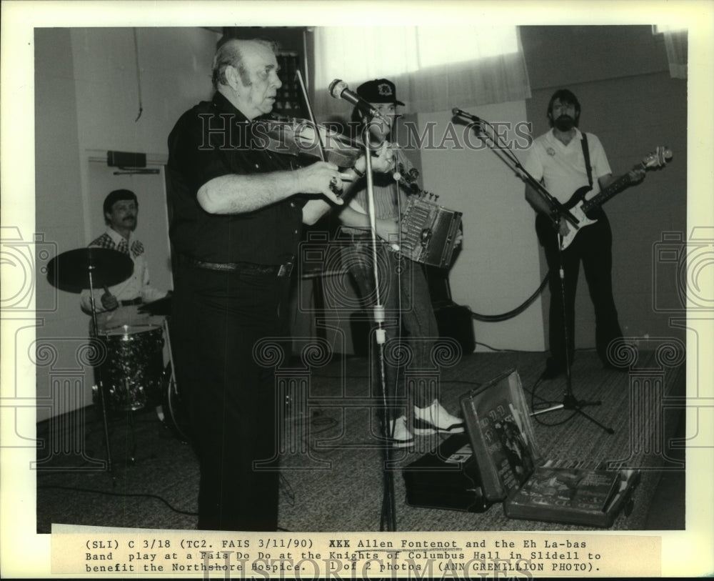 1990 Press Photo Allen Fontenot &amp; Eh La-Bas Band Play at a Fais Do Do in Slidell-Historic Images