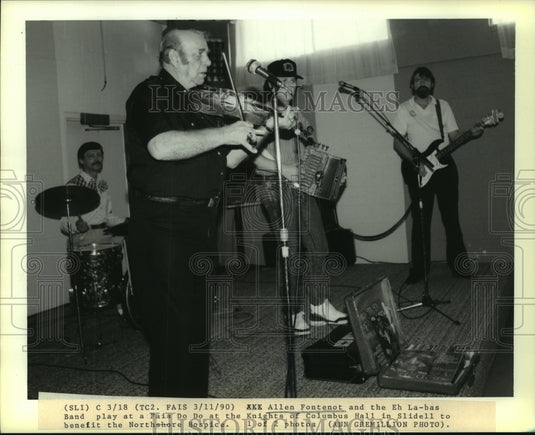 1990 Press Photo Allen Fontenot & Eh La-Bas Band Play at a Fais Do Do in Slidell-Historic Images