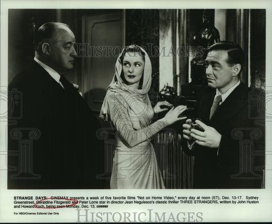 1993 Press Photo Geraldine Fitzgerald leads the cast of "Three Strangers" - Historic Images