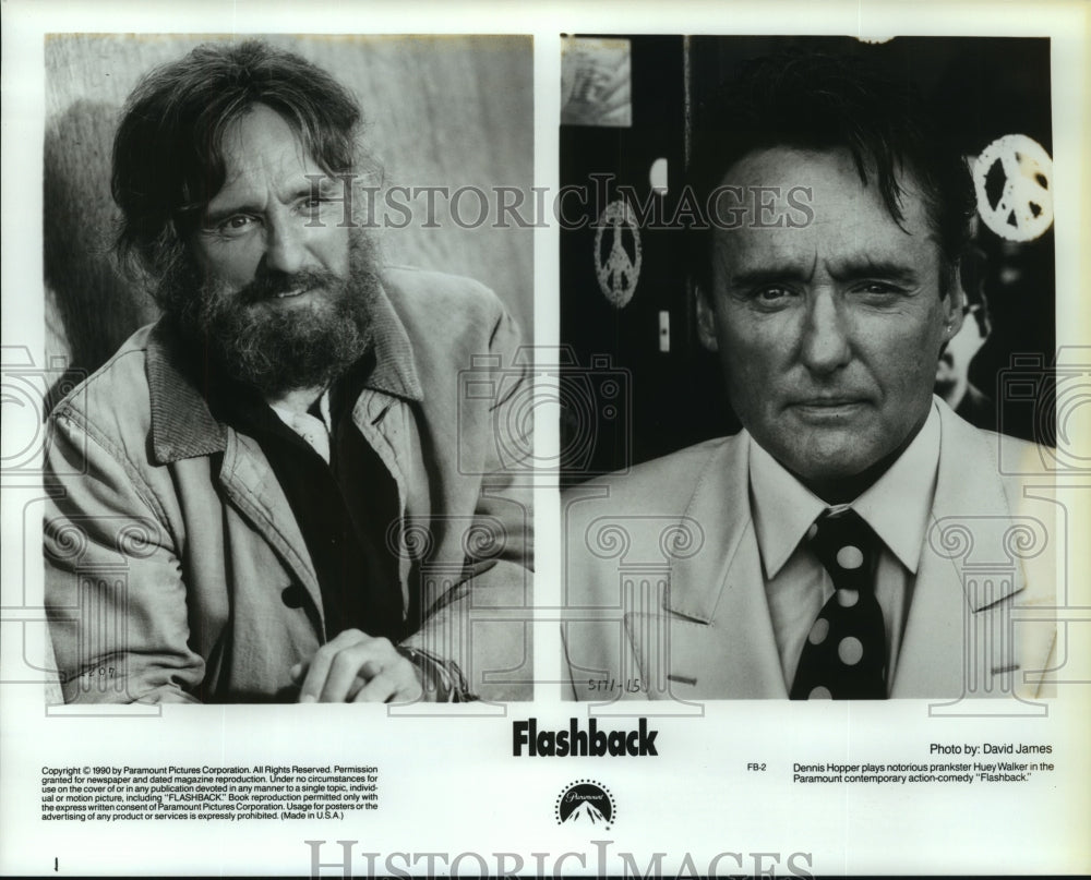 1990 Press Photo Dennis Hopper plays Huey Walker in &quot;Flashback&quot; - nop28737 - Historic Images