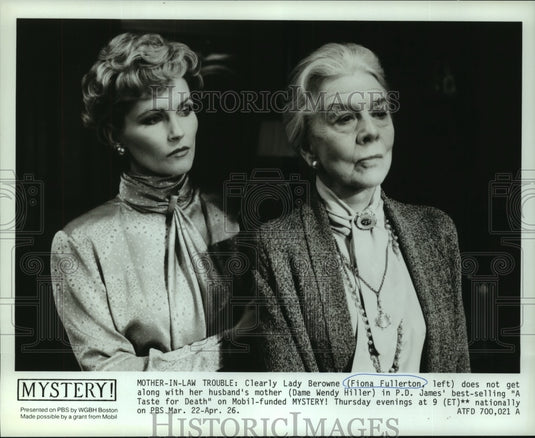 1990 Press Photo Fiona Fullerton & Dame Wendy Hiller in "A Taste for Death"- Historic Images