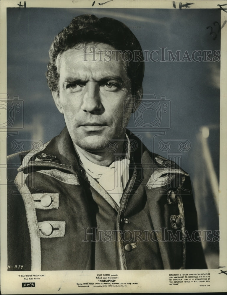 1960 Press Photo Peter Finch in Walt Disney's movie version of Kidnapped-Historic Images