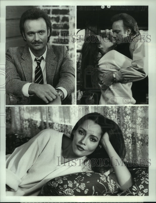 1984 Press Photo Actors Anthony Geary, Barbara Carrera in "Sins of the Past" - Historic Images