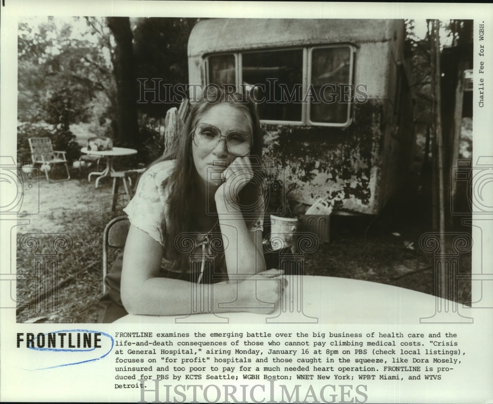 1984 Press Photo Dora Mosely on Frontline report &quot;Crisis at General Hospital&quot; - Historic Images