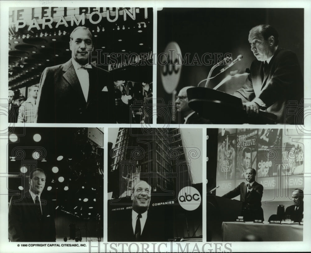 1990 Press Photo Leonard Goldenson at Paramount Theater &amp; ABC News Conferences - Historic Images