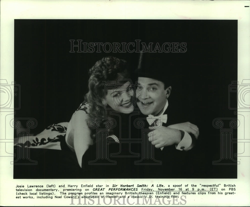 1990 Press Photo Josie Lawrence and Harry Enfield star in Sir Norbert Smith Show - Historic Images