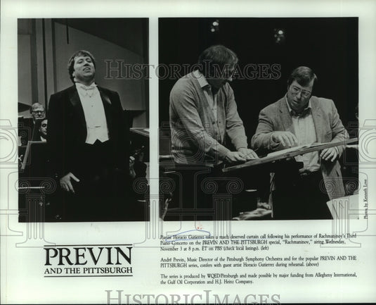 1982 Press Photo Pianist Horacio Gutierrez, Andre Previn, Director of Symphony - Historic Images