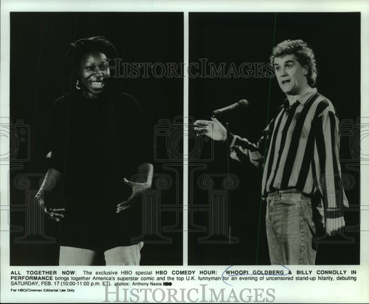 1990 Press Photo Whoopi Goldberg & Billy Connolly in Performance - nop30573 - Historic Images