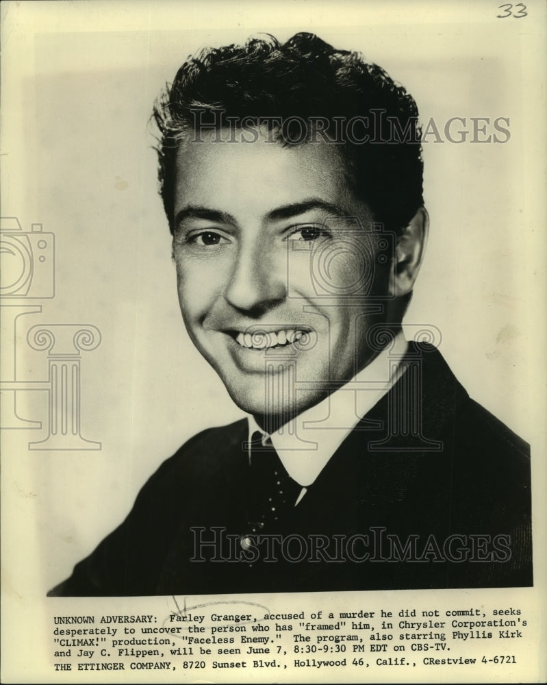 1956 Farley Granger starring in &quot;Faceless Enemy&quot; - Historic Images