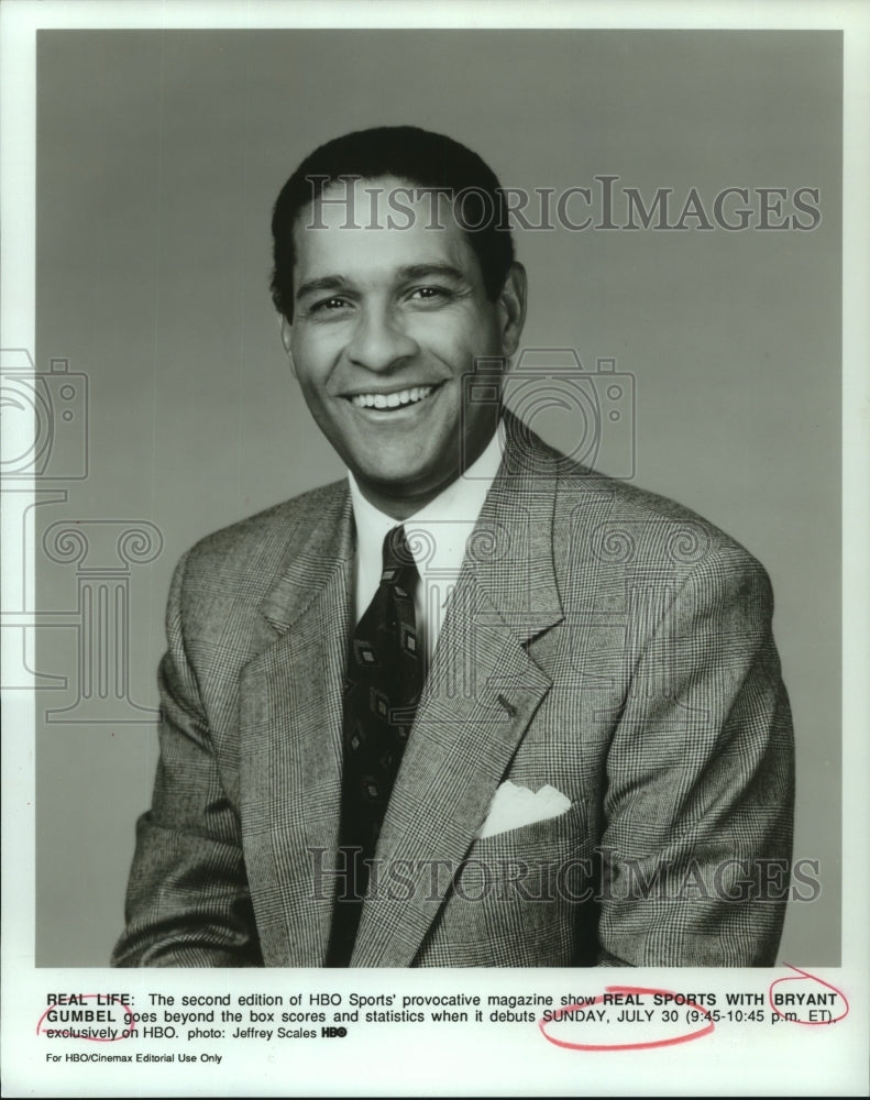 1996 Press Photo Bryant Gumbel, Host of &quot;Real Sports with Bryant Gumbel&quot; - Historic Images