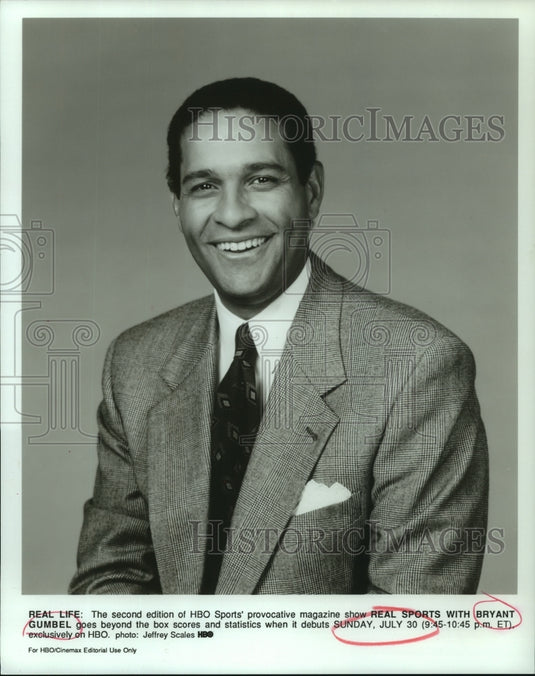 1996 Press Photo Bryant Gumbel, Host of "Real Sports with Bryant Gumbel" - Historic Images