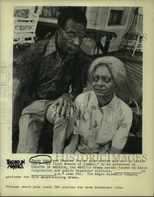 1976 Press Photo Actors Moses Gunn, Frances Foster in The First Breeze of Summer - Historic Images