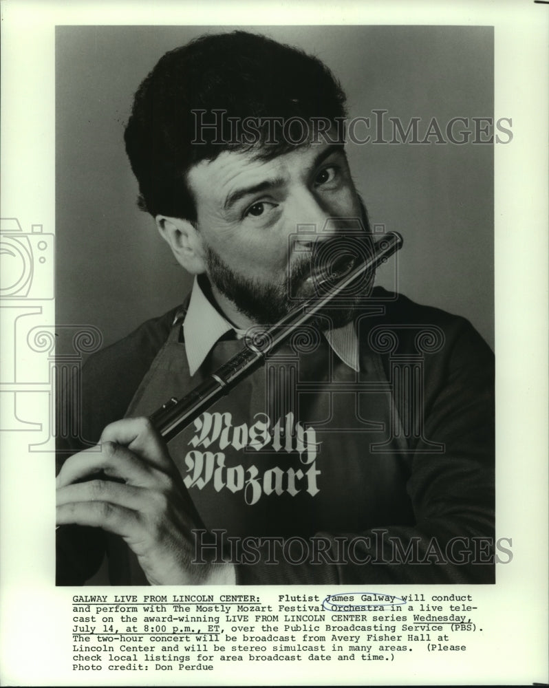 1982 Flutist James Galway from The Mostly Mozart Festival Orchestra - Historic Images