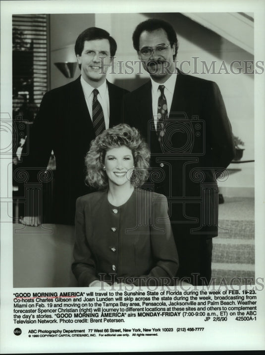 1990 Press Photo "Good Morning America" co-hosts to travel to Florida - Historic Images