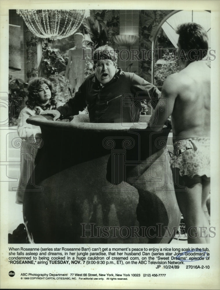 1989 Actors Roseanne Barr, John Goodman in Sweet Dreams Episode - Historic Images